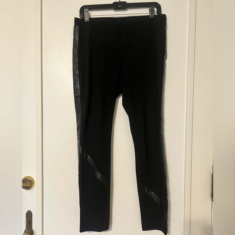 DKNY Black Leggings with faux Leather Accents